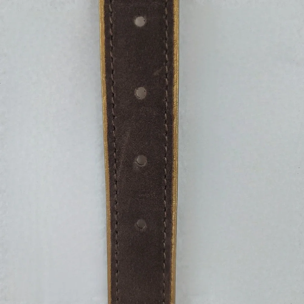 Michael Kors Womens Medium Brown Suede Gold Metallic Leather Belt Vintage 2002
